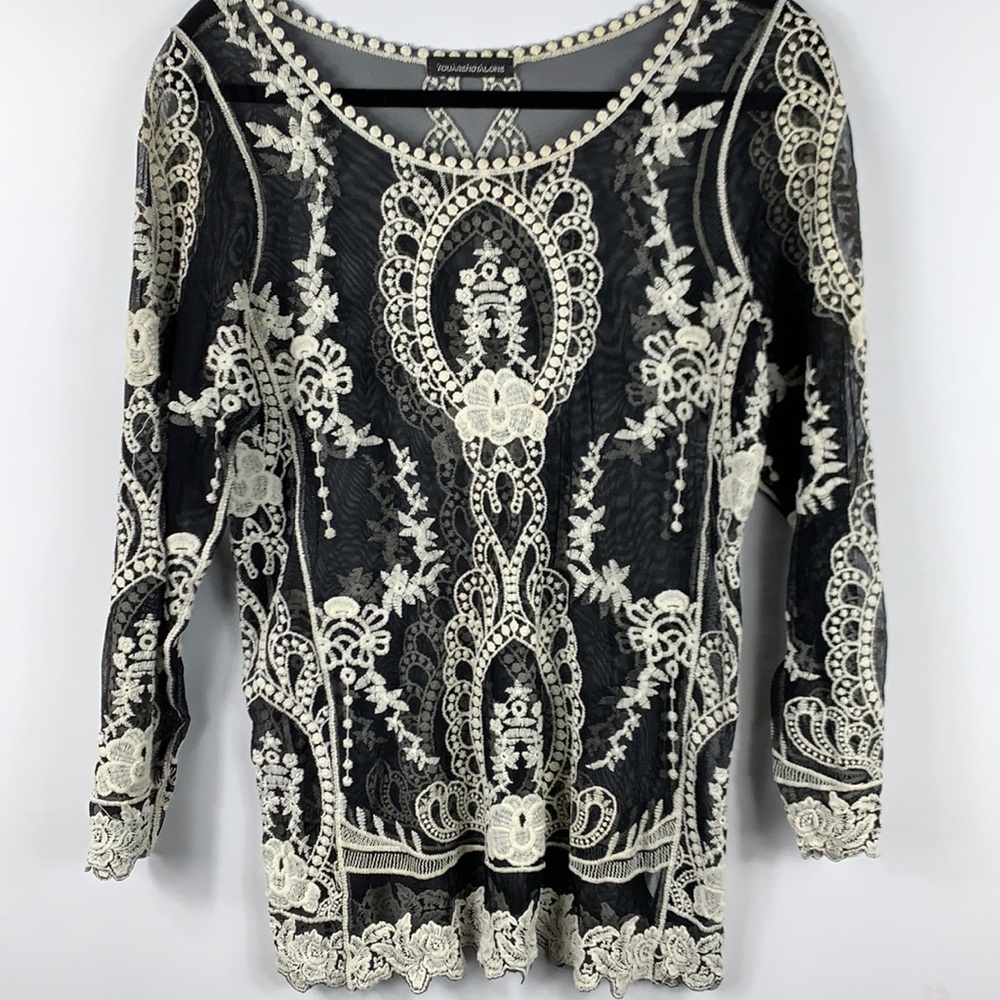 You Are Not Alone Sheer Embroidered Tunic